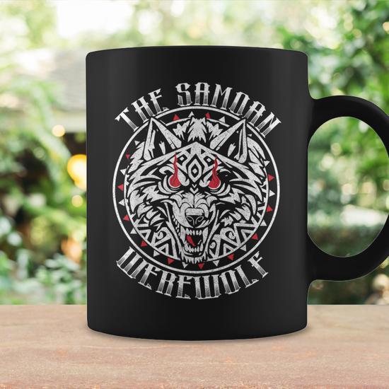 Samoan Werewolf Tattoo Graphic Red Eyes For Men Coffee Mug - Seseable