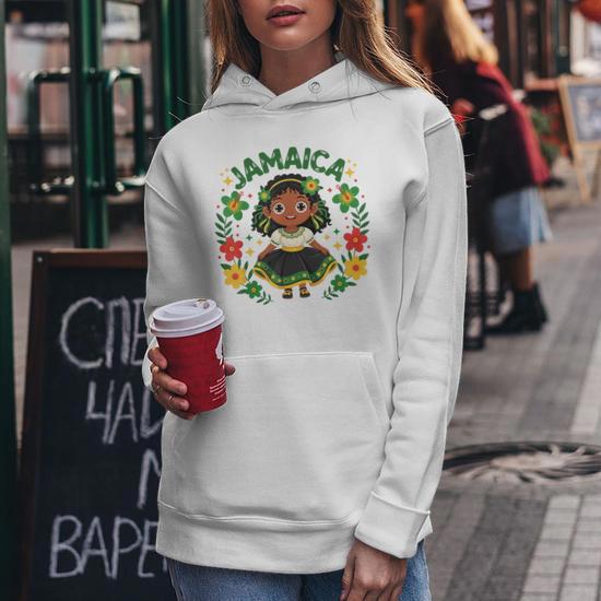 Jamaica Jamaican Girl Traditional Dress Flowers Women's Hoodie | Mazezy DE Jamaica Jamaican Girl Traditional Dress Flowers Women's Hoodie | Mazezy DE