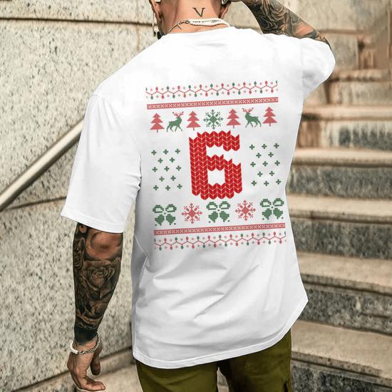 Number 6 Santa Ugly Christmas Men's T-shirt Back Print - Monsterry
