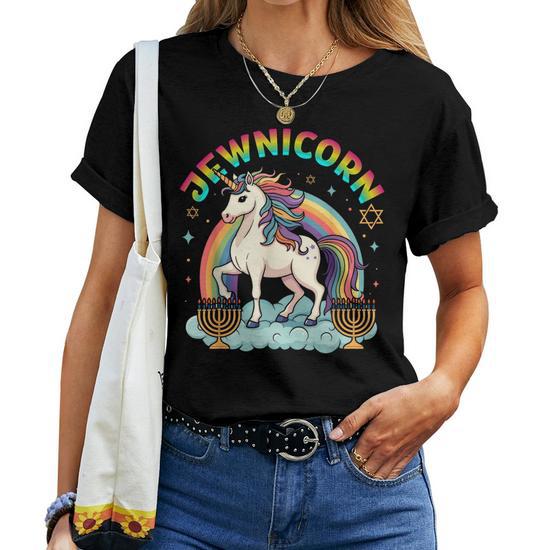 Women's Hanukkah T-Shirt - 'Eight Crazy Lights' Funny Jewish Holiday Tee With Menorah Design