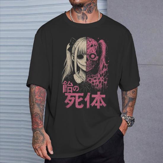 Anime Horror Manga Creepy Cute Japanese Pink Alt Goth Girl T-Shirt