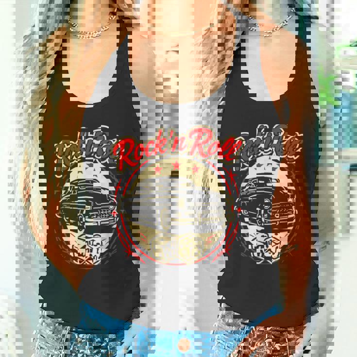 1950年代ロックンロールクラシックカーとサイコロロカビリー タンクトップ