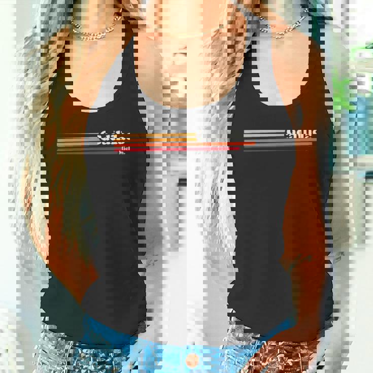 1980年代ヴィンテージグラフィックスタイルキャデラックミシガン。 タンクトップ