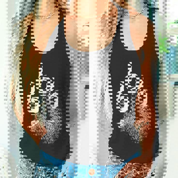 666 野獣のマークにぶら下がっているナマケモノ 面白いサタンシャツ タンクトップ