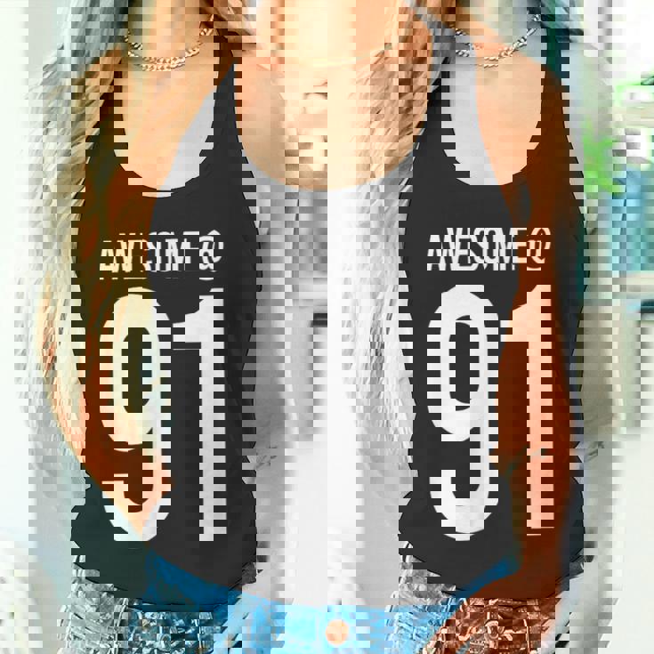 91歳で素晴らしい 面白い91歳の誕生日のお祝い。 タンクトップ