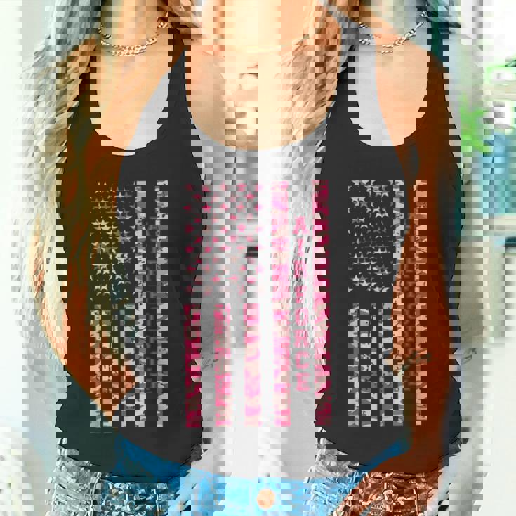 Air Force Military Branch Aviation Pink Camo USA Flag Tank Top