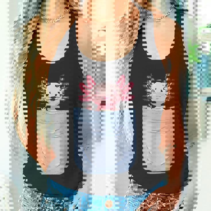 Axolotl ポケットに入った魚 両生類 ペット ホワイト アホロートル トカゲ タンクトップ