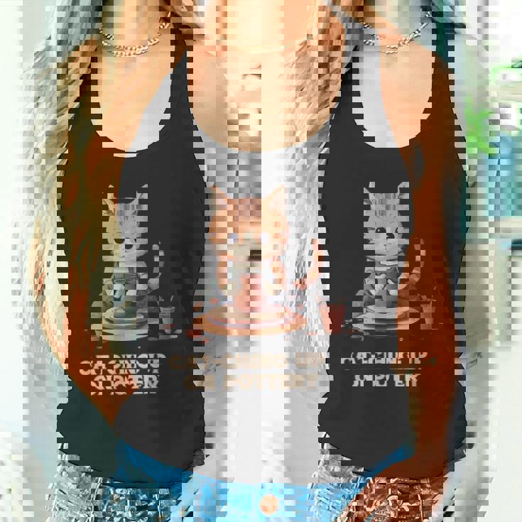 Cat-Ching Up On Pottery 面白い猫好きデザイン タンクトップ