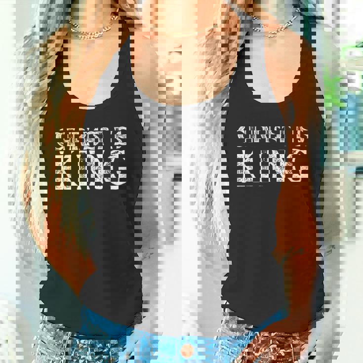 Christ Is King 忠実なキリスト教信者・崇拝者 タンクトップ