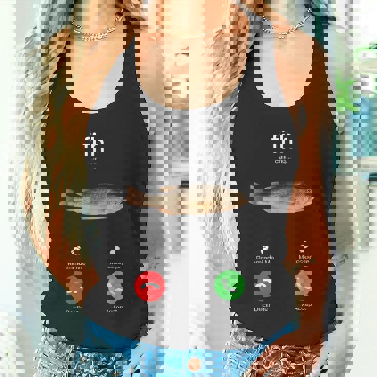 Fih Calling Accept Or Decline 面白い釣りミーム フィッシャーマン タンクトップ