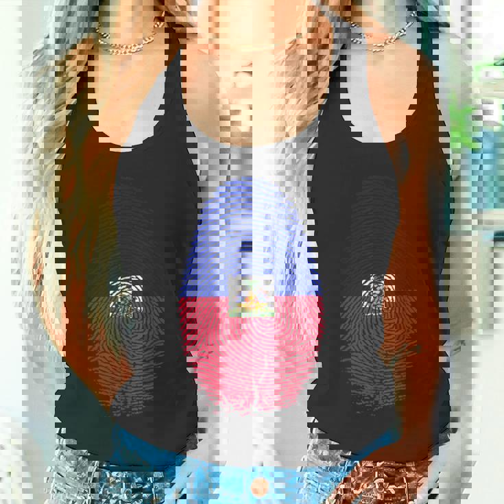 Haiti Flag Fingerprint Haitian For Haitians タンクトップ