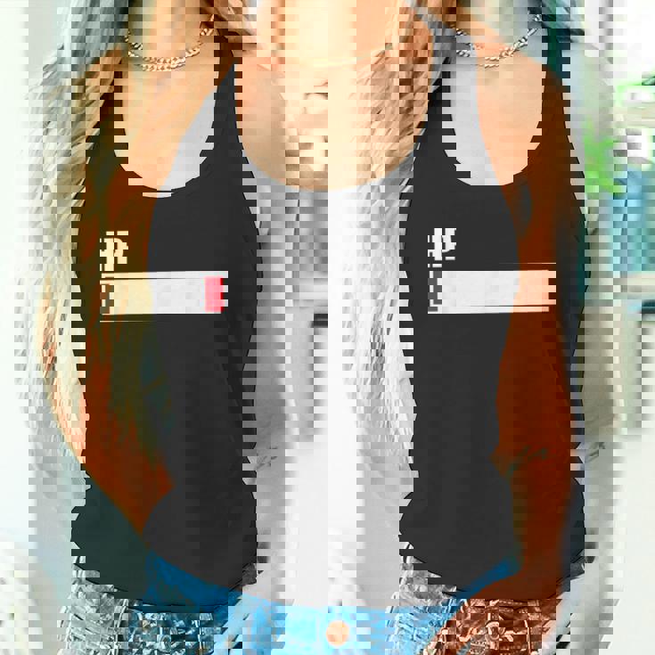 Hpが残りわずか 体力がない 限界 おもしろ ユーモア ゲーム Hpバー 黒 他カラー メンズ レディース 大きいサイズ タンクトップ