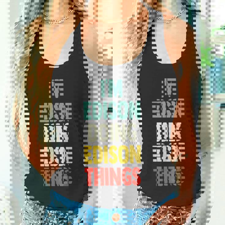 I'm Edison Doing Edison Things 楽しい 名前入り エジソン タンクトップ