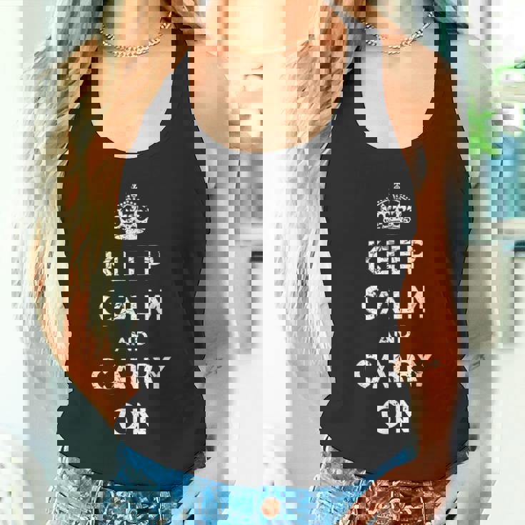 Keep Calm And Carry On ヴィンテージポスタープリント レトロ タンクトップ