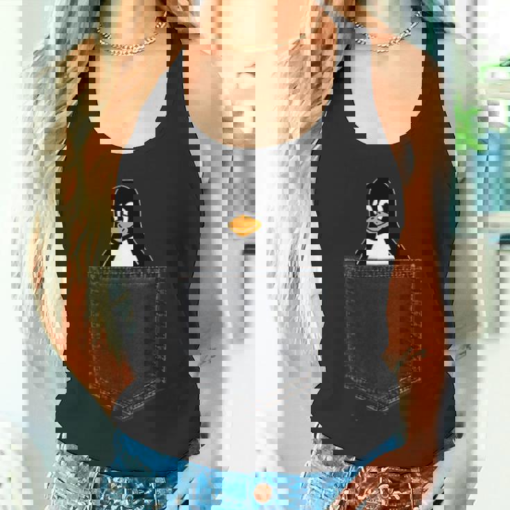 Linux Tux In A Pocket ポケットの中のlinuxタックス面白いペンギンsysadminit管理者 タンクトップ