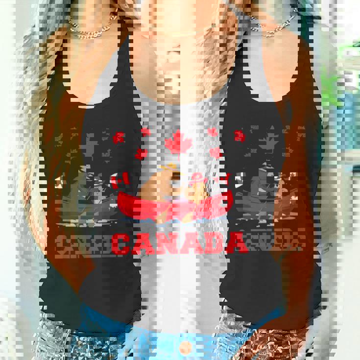 I Love Canada Cool Canada Bear & Chipmunk Cartoon Graphic タンクトップ