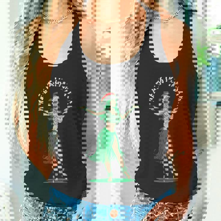 Mele Kalikimaka レトロ クリスマス フラガール シャカ ハワイ タンクトップ