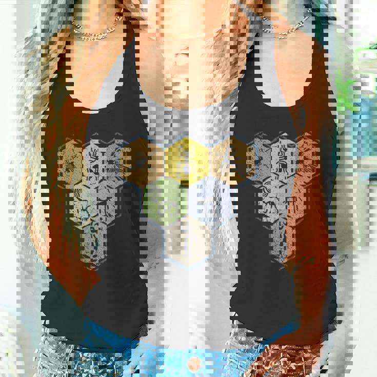 Nazca Linesナスカラインズ レトロなクモ 猿 宇宙人 鳥 六角形 タンクトップ