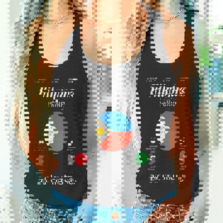 Philippines Is Calling And I Must Go フィリピン国旗シャツ タンクトップ