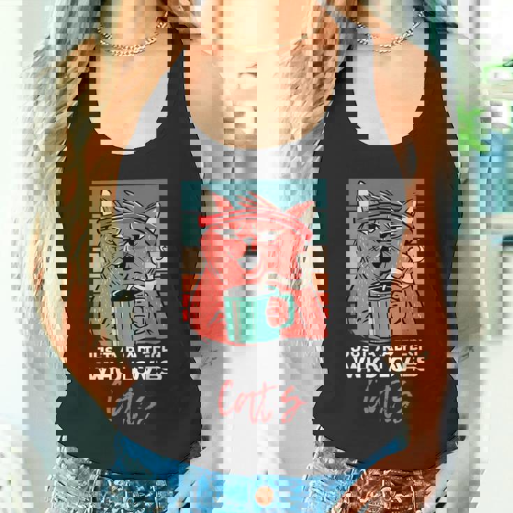 Rad Techは猫、放射線ヴィンテージ猫おもしろさんを愛しています タンクトップ