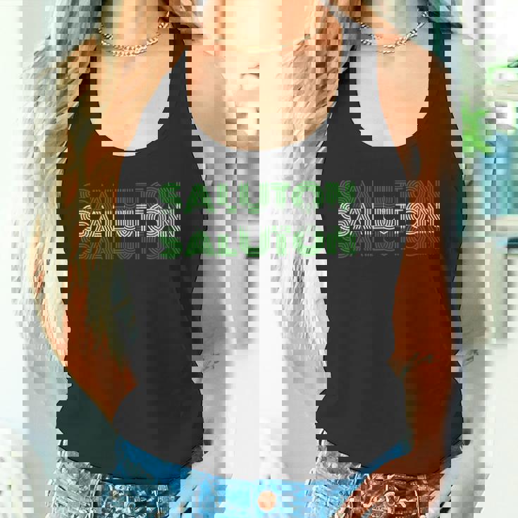 Saluton エスペラントのヘロ レトロテキスト タンクトップ