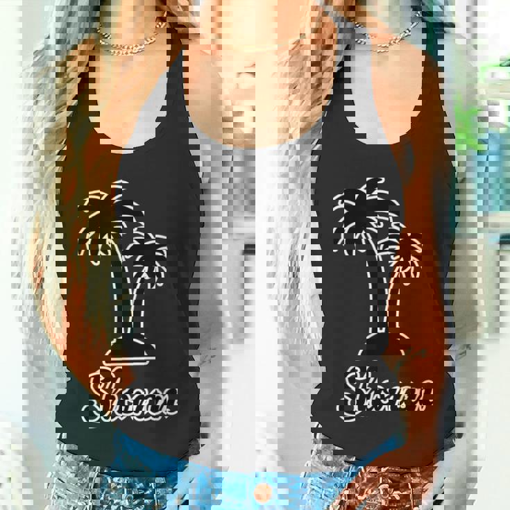 Shonan（湘南）サーファー ヤシの木 パームツリー（黒 ブラック 文字）【47都道府県】ジモt ティ タンクトップ