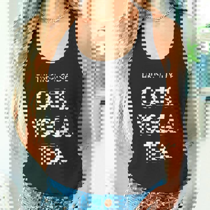 Things I Love Cats Yoga Tea Fun Cat ヨガtシャツ タンクトップ