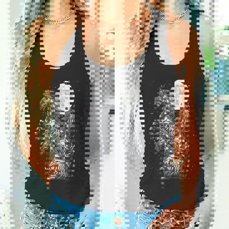 Three Horse Moon Día De Los Muertos Skeleton Horse Tank Top