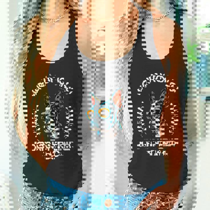 World's Coolest Dog Dad Papa メンズ ボストンテリア タンクトップ