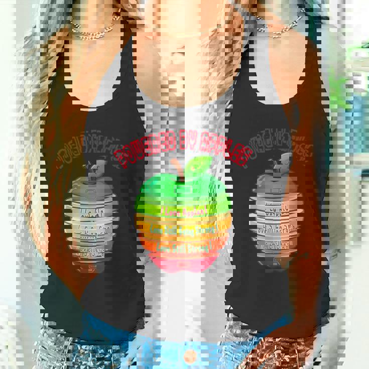 「Powered By Apples（リンゴの力）」リンゴ スライス 充電 バッテリー 残量 おもしろみ 可愛い タンクトップ