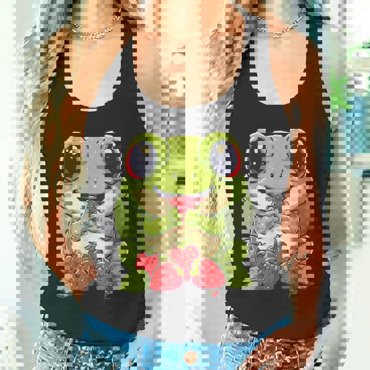 いちごカエル 図面 アートワーク いちご 動物 アート タンクトップ