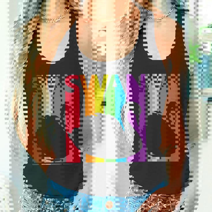 かわいいレインボースワンの鳥が好きな人 長袖tシャツ タンクトップ