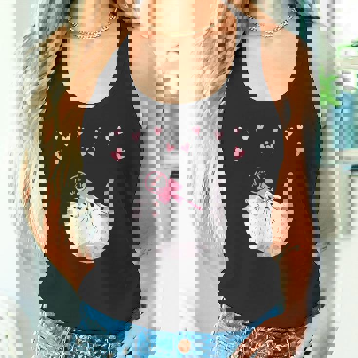 かわいい毛糸の猫はけん玉ハートを弾く タンクトップ