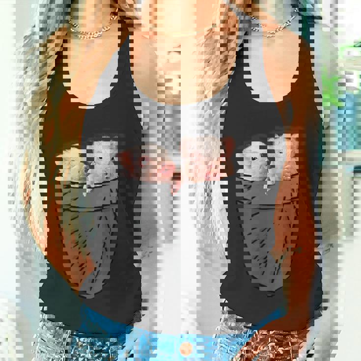 かわいい豚 ポケット覗き見 面白い豚 タンクトップ