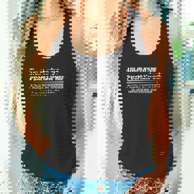 このワールドインテリジェントシャツには2種類の人々がいます タンクトップ