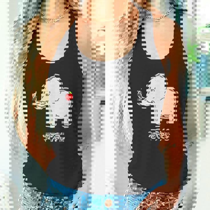 ぞうさん 象（牙 きば・りんご Hタイプ）【どうぶつフレンズ】面白 動物 イラスト タンクトップ