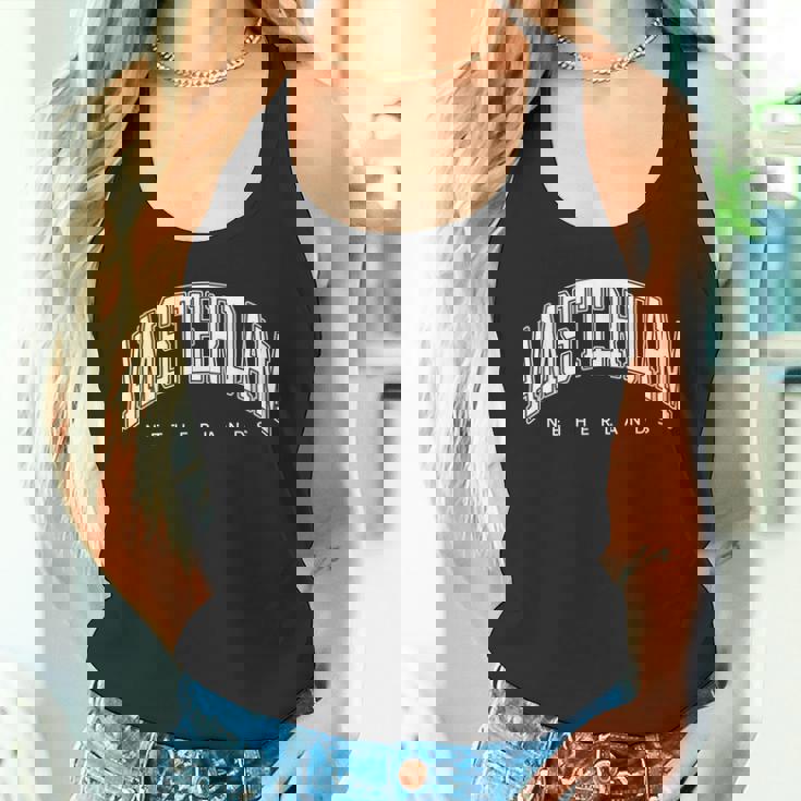 アムステルダム オランダ 代表チームスタイル ホワイトテキスト タンクトップ