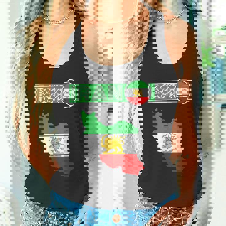 イランライオン太陽旗、イラン地図、イラン、イランの旗、イランの旗。 タンクトップ