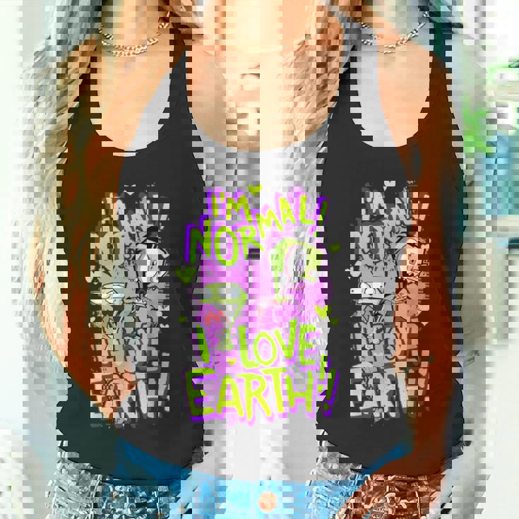 インベーダージムアイムノーマルアイラブアースデイ タンクトップ