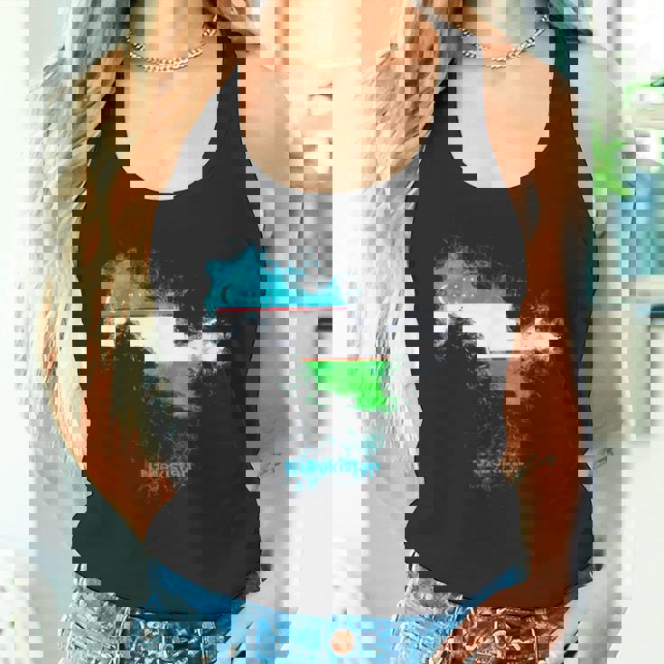 ウズベキスタン 国旗 地図 ウズベク ウズベキスタン タンクトップ