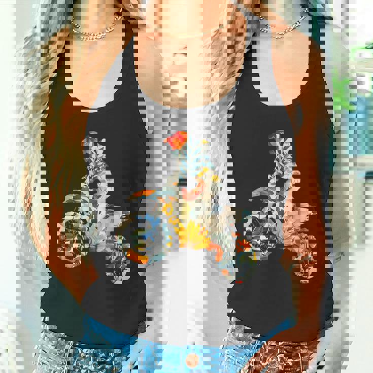 エレガントなシルエット フラワーアートピース フローラル モトクロス タンクトップ