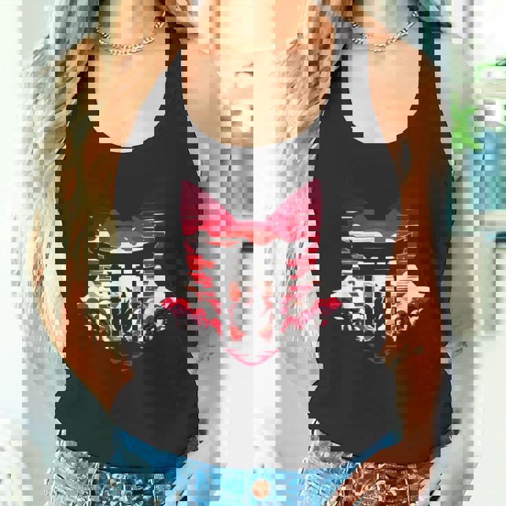 キツネ キツネ 九尾狐シルエット アニメ好き タンクトップ