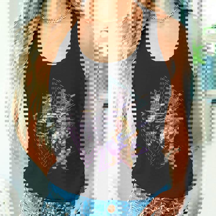 キャットバンド-ベース、ギター、ドラムセットのロックキティ タンクトップ