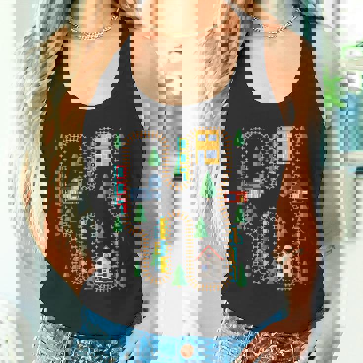 クールなプレイマット 電車線路 かわいい機関車 幼児 タンクトップ