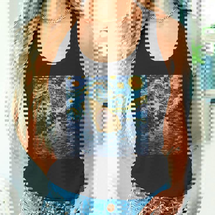 ゴッホ サメ 星月夜 ファニー レディース&メンズ タンクトップ