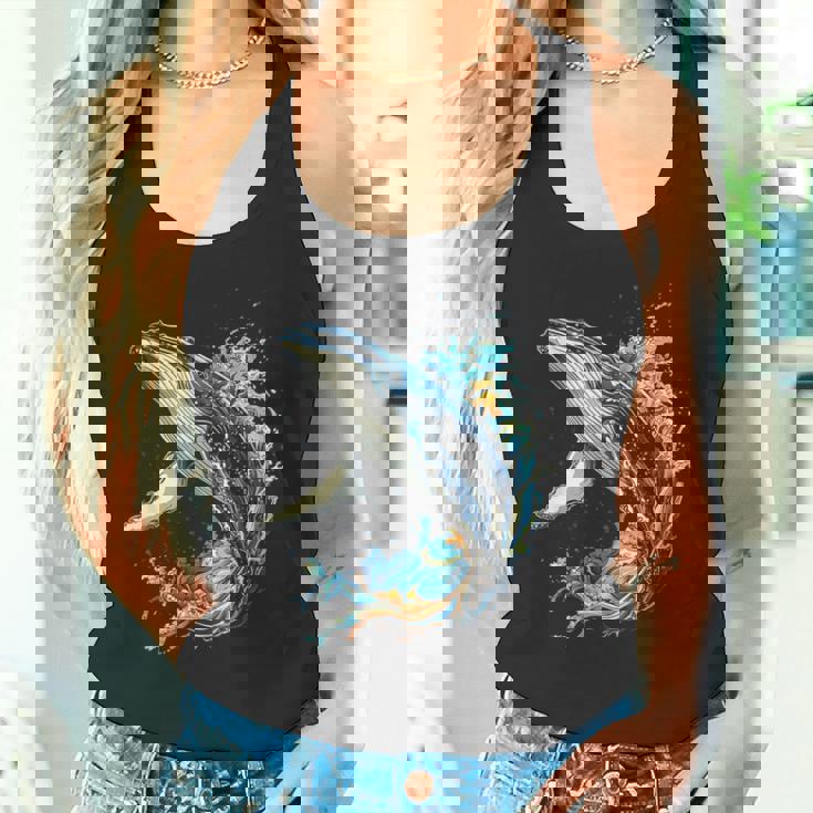 ザトウクジラ 動物 グラフィック イラスト ザトウクジラ タンクトップ