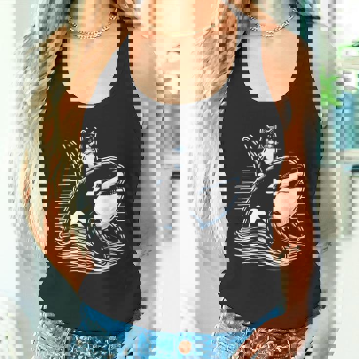 シャチに乗る猫 ファニー タンクトップ