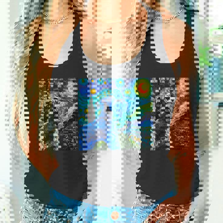 シュナウザー 面白いtシャツ 犬 ゴッホ 星月夜 かわいい メンズ 子供 おもしろ 服 グッズ ネタ タンクトップ