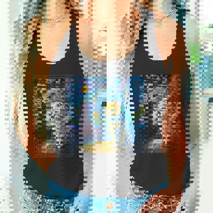 シュールレアリスム 星月夜 エキゾチック ショートヘア 猫 タンクトップ