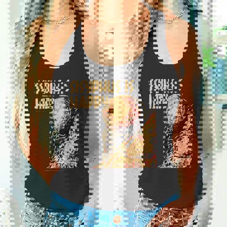 シーシュポス・イズ・ハッピー面白いギリシャ神話ミーム哲学 タンクトップ